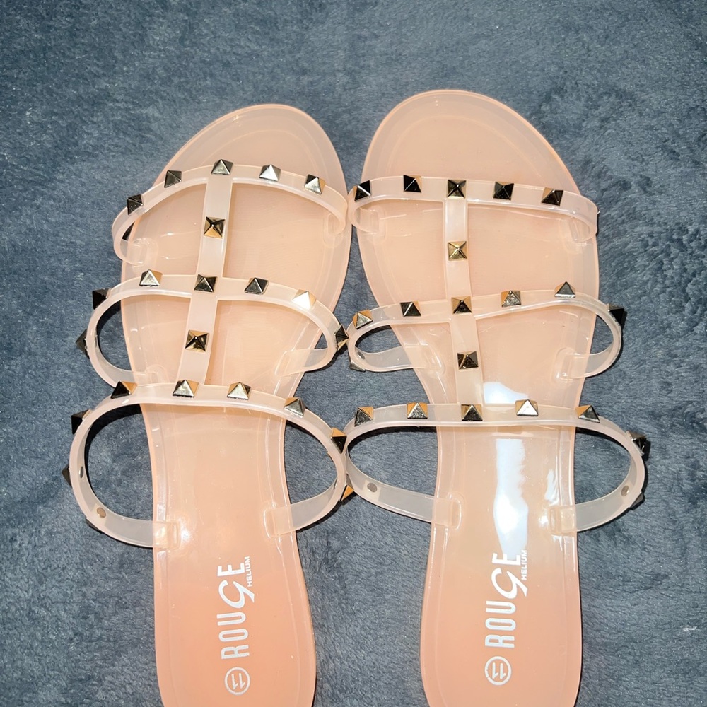 Pink Jelly Sandals with Studded Straps - Size 11